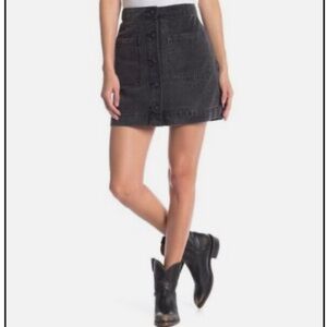 Free People Charcoal Button-Up Mini Skirt
